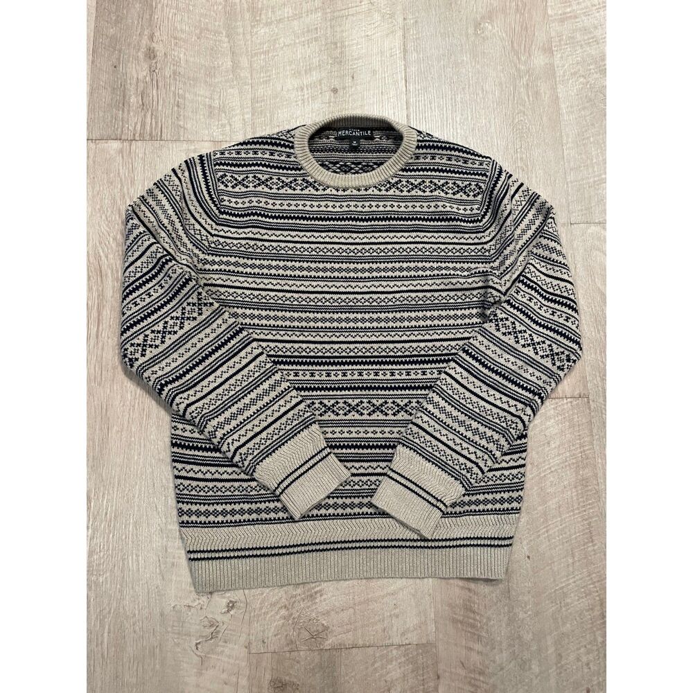 J. Crew tan and black fair isle sweater, size M